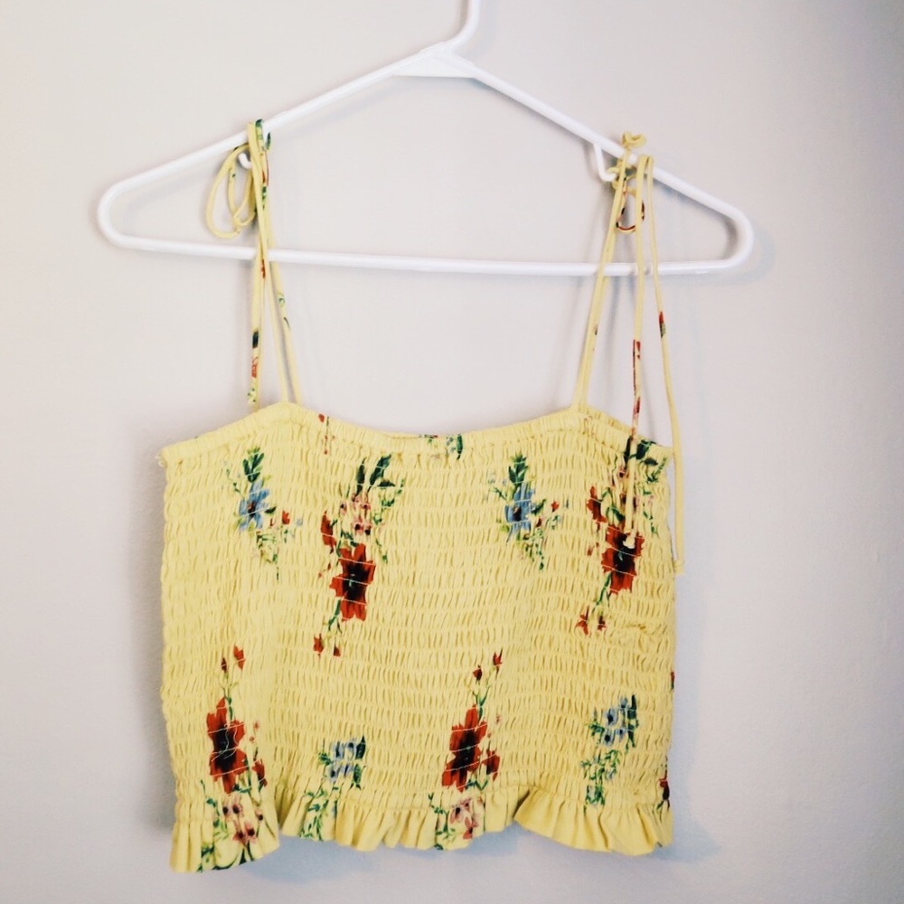 Yellow Floral Pacsun Crop Top NWT